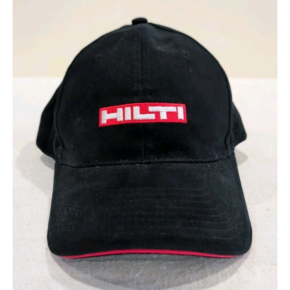 Hilti Mens Strapback Hat Black Red Cap Power Tools Logo Embroidered 100% Cotton